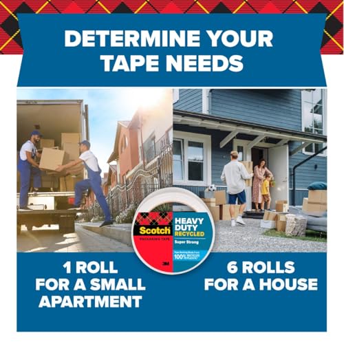 Scotch Heavy Duty Recycled Packing Tape, 1.88 in x 54.6 yd, 6 Rolls