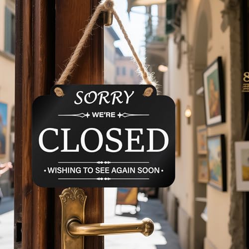 Open and Closed Sign Acrylic Black Double Sided 11 × 7 Inches - color: Black