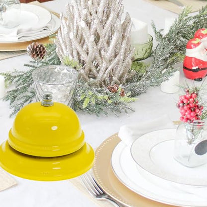 Call Bell Desk Service Ding Bell for Restaurant Hotel Room Kitchen Party Office Receptionist Elderly Teachers Chef Large Cute Bell Whole Yellow,3.3 inch - color: Whole Yellow