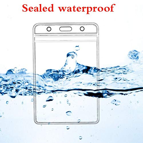 Vertical ID Badge Holders Sealable Waterproof Clear Plastic Holder, Fits RFID/Proximity/Badge Swipe Cards or Credit Card (6Pcs, Vertical)