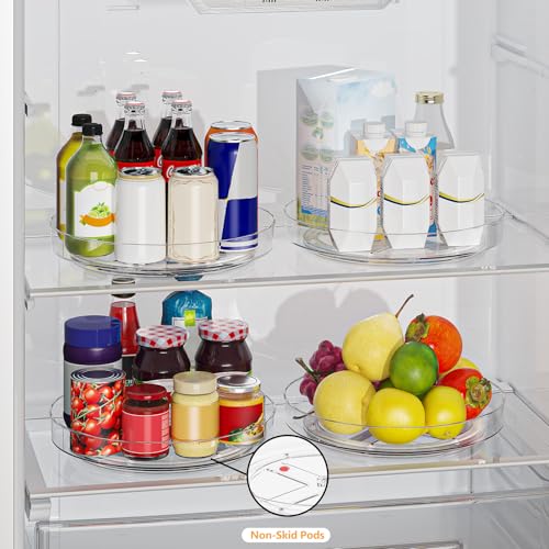 4 Pack 10 Inch Clear Lazy Susan Turntable Organizer for Cabinet, Non-Slip Acrylic Rotating Tray with Raised Edge, Spinning Spice Rack for Kitchen Pantry, Refrigerator, Vanity, Bathroom - size: 10inch - 4 Pack