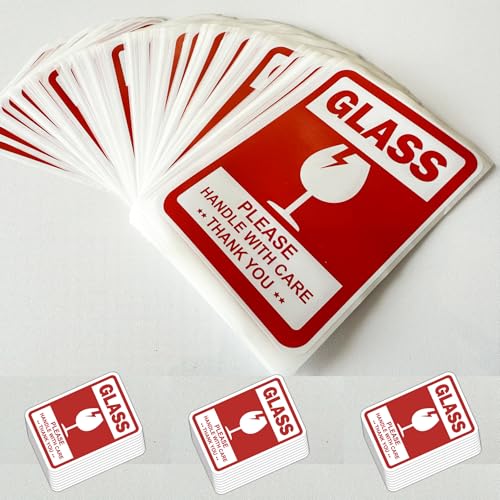 4 x 6 Inch Large Glass Fragile Stickers for Shipping Handle with Care Label