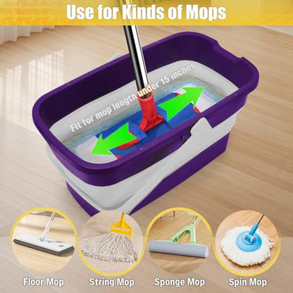 Collapsible Bucket with Handle for Mop Windows Cleaning,3 Gallon - color: Purple