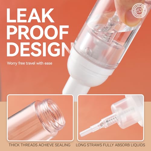 24-Pack 1oz/30ml Refillable Foam Pump Bottles – Travel-Size Portable Foaming Dispensers for Hand Sanitizer, Soap, Lotion, & Shampoo (Clear Plastic)