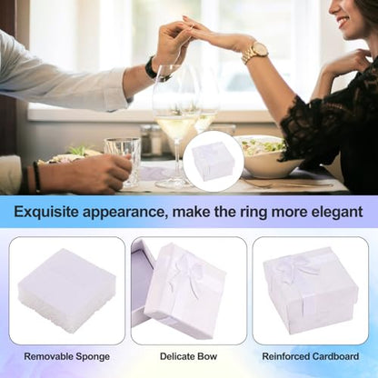 Craftdady 12pc Small Ring Earring Jewelry Boxes Square White Gift Pack Box - color: White