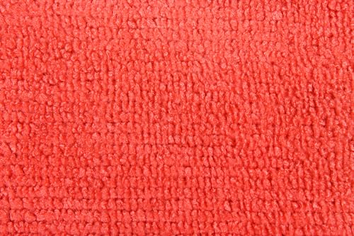 CleanAide Ultrasonic-Cut 300 GSM Microfiber Cleaning Towels, Lint-Free, Scratch-Free, Highly Absorbent, Durable & Reusable with Label-Free Edges for Auto, Home & Commercial Use, 14" x 14", 12-Pack, - color: Red
