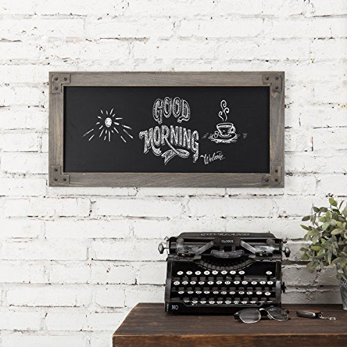MyGift Wall Mounted Large Chalkboard Sign with Gray Wood Frame - color: Gray