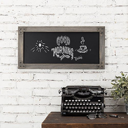 MyGift Wall Mounted Large Chalkboard Sign with Gray Wood Frame - color: Gray