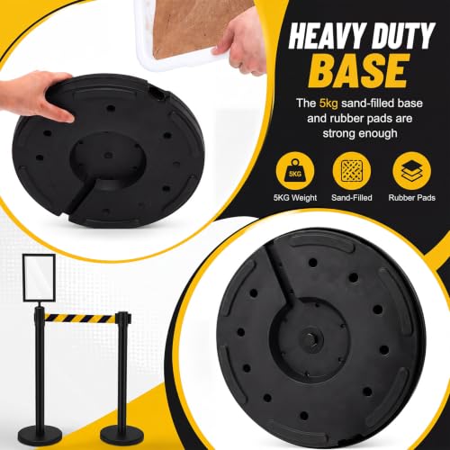 Geelin 6 Pack Crowd Control Stanchions Barriers, 9.8ft, Black Yellow - color: Black Yellow, size: 9.8ft