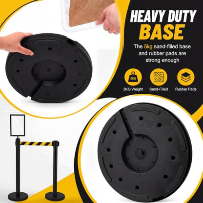 Geelin 6 Pack Crowd Control Stanchions Barriers, 9.8ft, Black Yellow - color: Black Yellow, size: 9.8ft