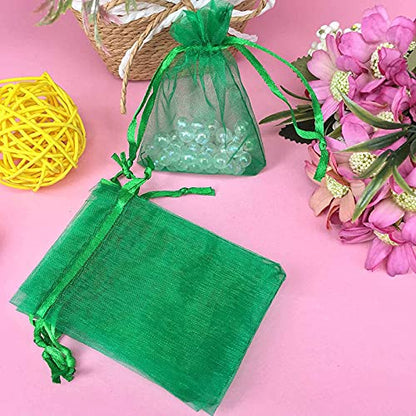 Wudygirl 100 PCS Organza Bags 4"x6" Gift Bags with Drawstring Green - color: Green, size: 4x6 IN