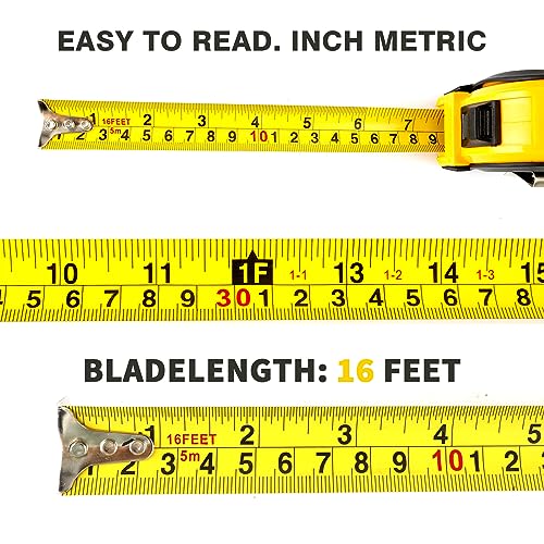 Steel Measuring Tape, Tape Measure 16 ft, Measuring Tape Retractable, 16-Foot Basics Self-Locking Measurement Self Lock Auto Tape Rule Imperial/Metric for Body Measurements - color: 1 Pack, size: 4.9 m