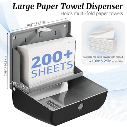 modunful Folded Wall-Mount Paper Towel Dispenser Black, Keyless for Home - color: D-221 Black