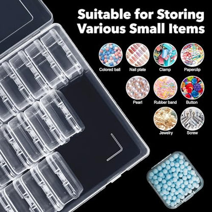 DILIBRA Bead Organizer Box, 93Pcs Small Bead Storage Containers Plastic Cases with Hinged Lid, Rectangle Clear Diamond Painting Storage Containers for Jewelry, DIY Crafts, Bracelet, Seeds, Nail - size: 3 Pack 90 Pcs