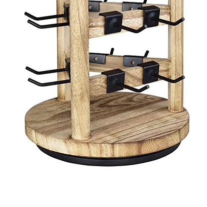 Ikee Design Wood Rotating Jewelry Earring Display Stand 30 Removable Hooks - color: 3 side, Oak, 30 hooks