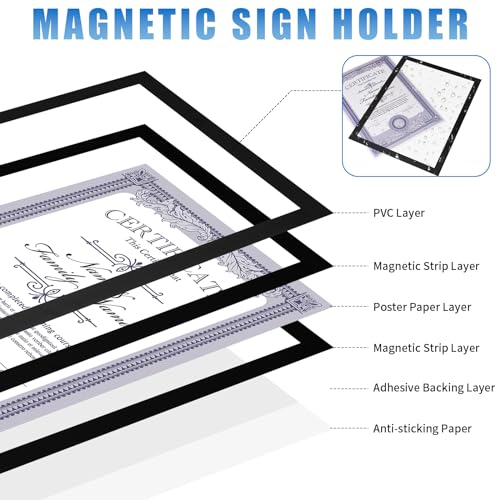 12 Pack Magnetic Sign Holder 8 x 11.5 inches with Magnetic Border - color: 12 Pack Black, size: 8 x 11.5