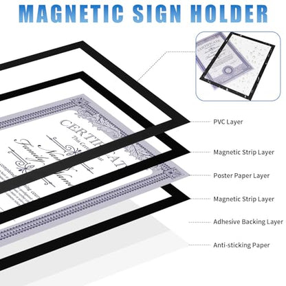 12 Pack Magnetic Sign Holder 8 x 11.5 inches with Magnetic Border - color: 12 Pack Black, size: 8 x 11.5