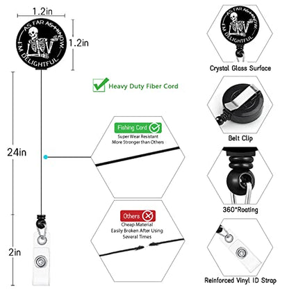 Lanyard, Id Badge Holder，Teacher Card Retractable Reel Xray Skull - color: I'm Delightful
