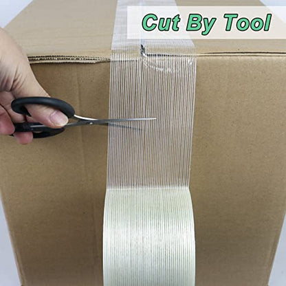 BOMEI PACK Strapping Tape 3 Inch, Heavy Duty Fiber Reinforced Packing Tape, 60yds 5.9Mil, Total 120yds