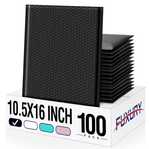 Fuxury 100 Pack Bubble Mailers Bulk 10.5x16", Self Seal Padded Envelopes - color: Black, size: 10.5x16" 100PC