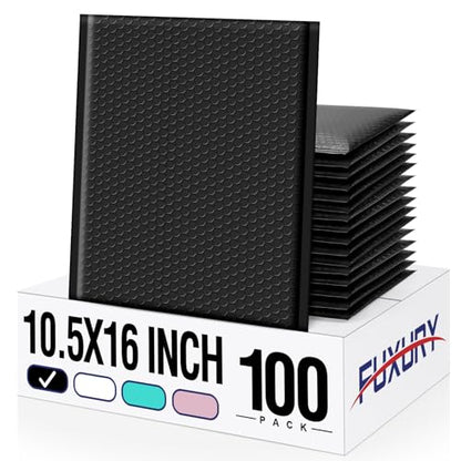 Fuxury 100 Pack Bubble Mailers Bulk 10.5x16", Self Seal Padded Envelopes - color: Black, size: 10.5x16" 100PC