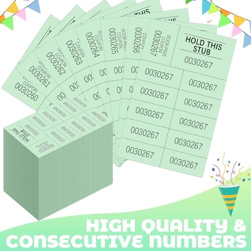 Kosiz 504 Pcs Raffle Tickets Basket Auction 10 Bid Numbers, Light Green - color: Light Green