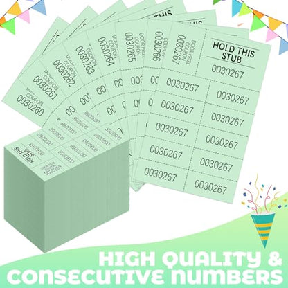 Kosiz 504 Pcs Raffle Tickets Basket Auction 10 Bid Numbers, Light Green - color: Light Green