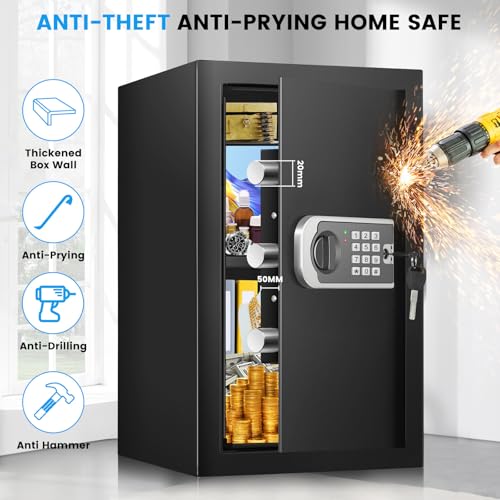 [19.7" Tall] Safe Box, 3.5 Cuft Home Safes with Fireproof Waterproof Bag - size: 3.5 Cuft
