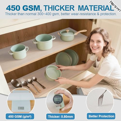Hersvin Shelf Liners, 17.5 in x 16.4 ft Kitchen Drawer Mats, Non-Adhesive EVA Cupboard Protector, Cabinet Lining (Clear Dot) - color: Clear Dot, size: 17.5"W x 197"L