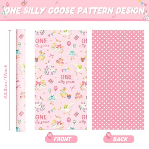 WERNNSAI Silly Goose Wrapping Paper 17 In x 33 Ft 1st Birthday Gift Wrap - color: Silly Goose