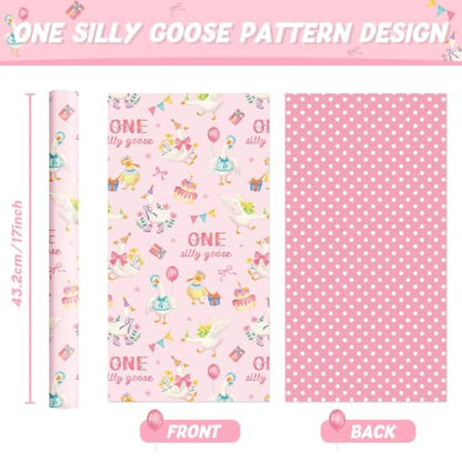 WERNNSAI Silly Goose Wrapping Paper 17 In x 33 Ft 1st Birthday Gift Wrap - color: Silly Goose