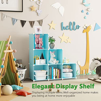 C&AHOME 6-Cube Storage Organizer Cube Shelf Closet Storage Bookcase, Blue - color: Blue