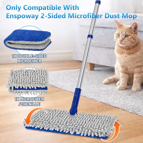 Reusable Mop Pads for Enspoway Dust Mop: Double-Sided Microfiber Refills - color: Blue Gray, size: 15" Mop Pad