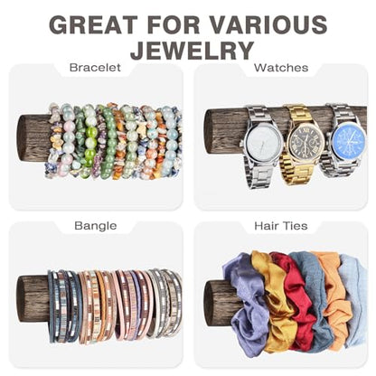 LadyRosian 4 Tier Wooden Display Jewelry Accessory Stand Jewelry Bracelet Holder Bangle Watch Necklace Storage Jewelry Holder Stand Display Organizer (Brown-4 layers) - color: Brown 4-Tier