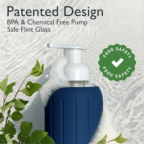 Foaming Glass Hand Soap Dispenser Navy Blue Foam 8oz - color: Navy Blue