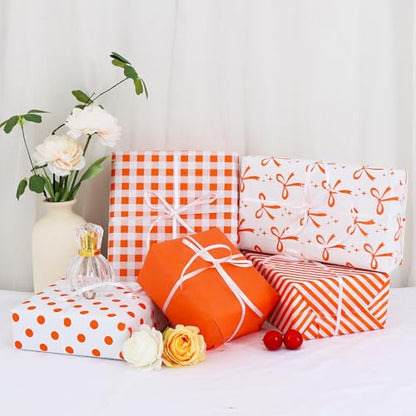 BEISHIDA 100 Sheets Orange Tissue Paper Bulk for Gift Wrapping Gift Bag - color: orangebow100