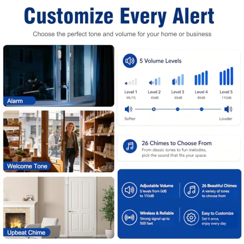 SanJie Door Chime Alarm When Open for Kids Safety, Home and Business - size: 2 Sensors + 1 Receiver White
