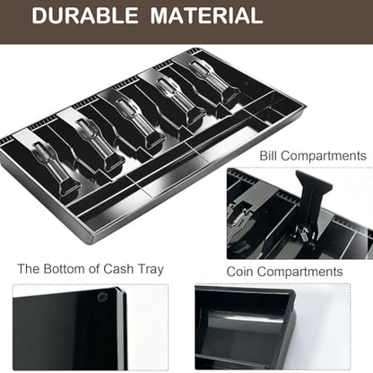 5 Bill & 4 Coin Compartments Cash Register Tray for Supermarkets, Shops