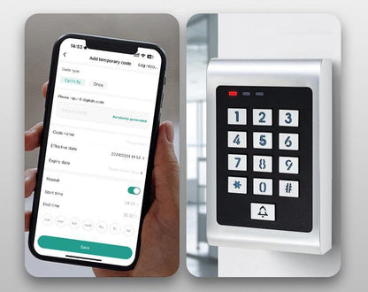 Smart WiFi Metal Outdoor Keypad RFID Access Controller with Tuya Phone App Remote Control 600lbs Magnetic Lock Push Exit Button Commercial WiFi Access Control System - style: Metal Waterproof Keypad