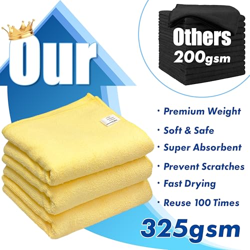 Simple Houseware 16" x 24" Microfiber Cleaning Towels, Heavy Duty 3 Pack - size: 3 Pack