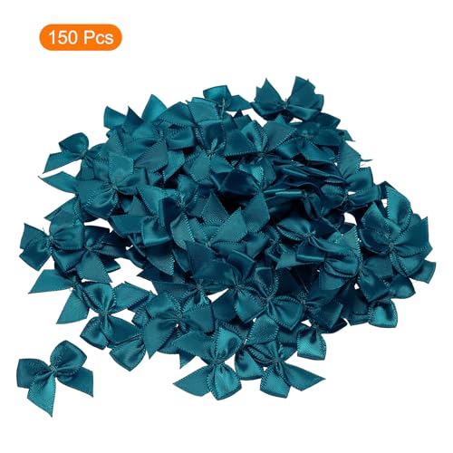 MECCANIXITY Mini Ribbon Bow 1" Mini Fabric Flower Bows Dark Green 150Pcs - color: Dark Green