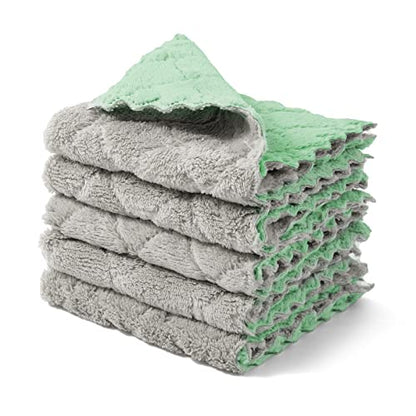kimteny Microfiber Dish Cloths for Washing Dishes 5 Pack, Green-Grey - color: Green-grey