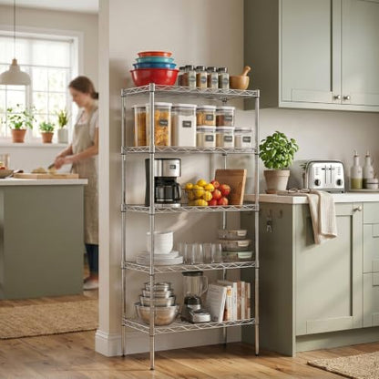 FDW | 5-Tier Wire Shelf | 22" x 12" x 48" | Chrome - color: Chrome, size: 22×12×48