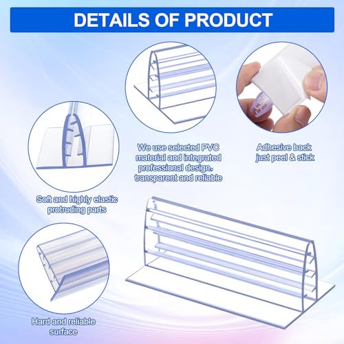 OIIKI 6PCS Self Adhesive Sneeze Guard Holder, Acrylic Panels Holder, Clear
