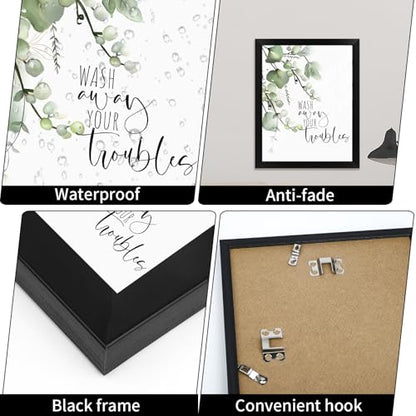 Framed Botanical Wall Art for Bathroom - color: Brown, size: 16"L x 12"W