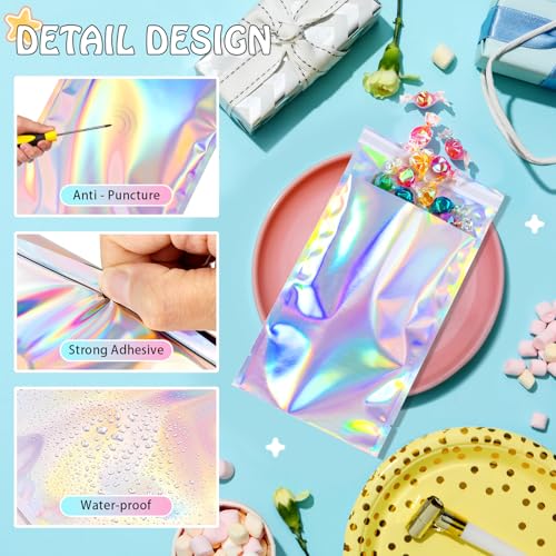 FUNFERY 4.7x7 in Holographic Mylar Poly Mailers Self Sealing Adhesive Bag - color: Holographic Self Adhesive-100P, size: 4.7x7 inch