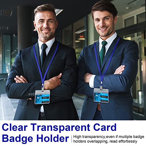 Marspark 4"x3" Name Badge Holder with Lanyard Bulk, Blue, 50 Sets - color: Blue