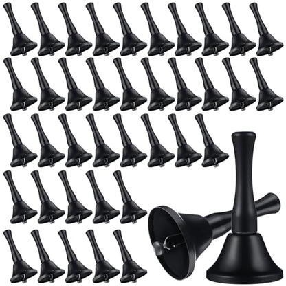 50 Pcs Hand Bells Steel with Plastic Handles,Linear Brushed,Black - color: Black