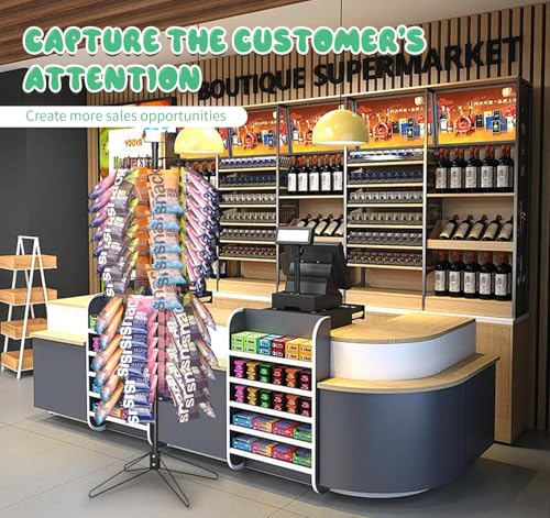tonchean Rotating Retail Display Racks 108 Clips Spinning Chip Snack Stand