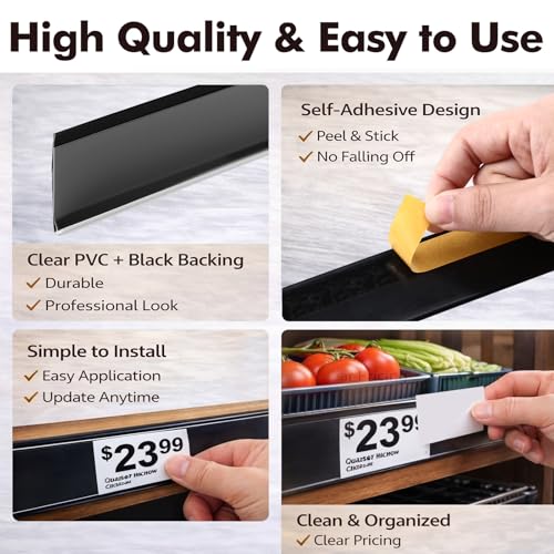 Fainne 25 Pcs Shelf Label Strips, 1.25" H X 48" L, Black - color: Black, size: 1.25"H X 48"L